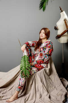 Full print flower onesie for women