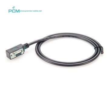 1-meter Slim Low Profile Right Angle 5 Pin Up DB9 Female to Open Null Modem Single End Cable for Serial Data Communication