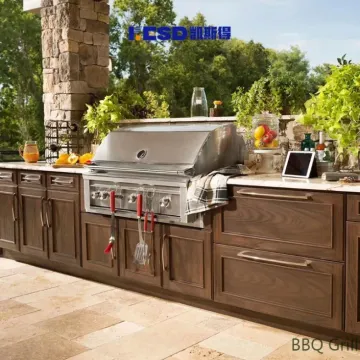 Commercial Machine 304 Stainless Steel Easily Cleaned Outdoor Kitchen BBQ Built in 5 Burners Gas BBQ Grill