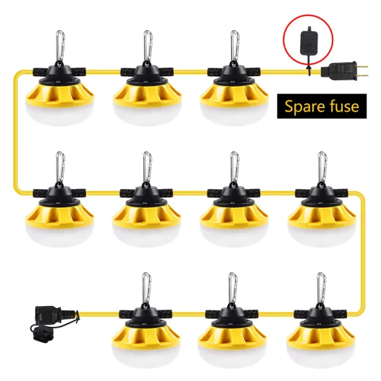 High-Quality 100ft 100W 14000lm Linkable LED String Work Light for Temporary Construction Illumination