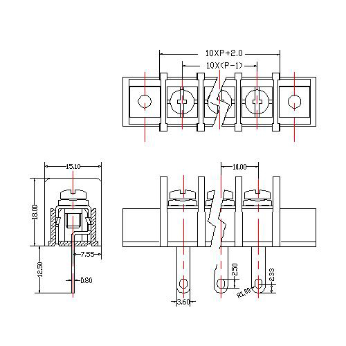 AT855-10.0XXXX-BW Barrier Terminal Block Pitch10.0mm 