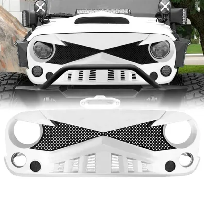Matte Black Hawke Front Grille for 2007-2017 Jeep Wrangler JK/JKU Rubicon Sahara Sport