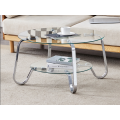 Modern Double Layer Coffee Table with Glass Top