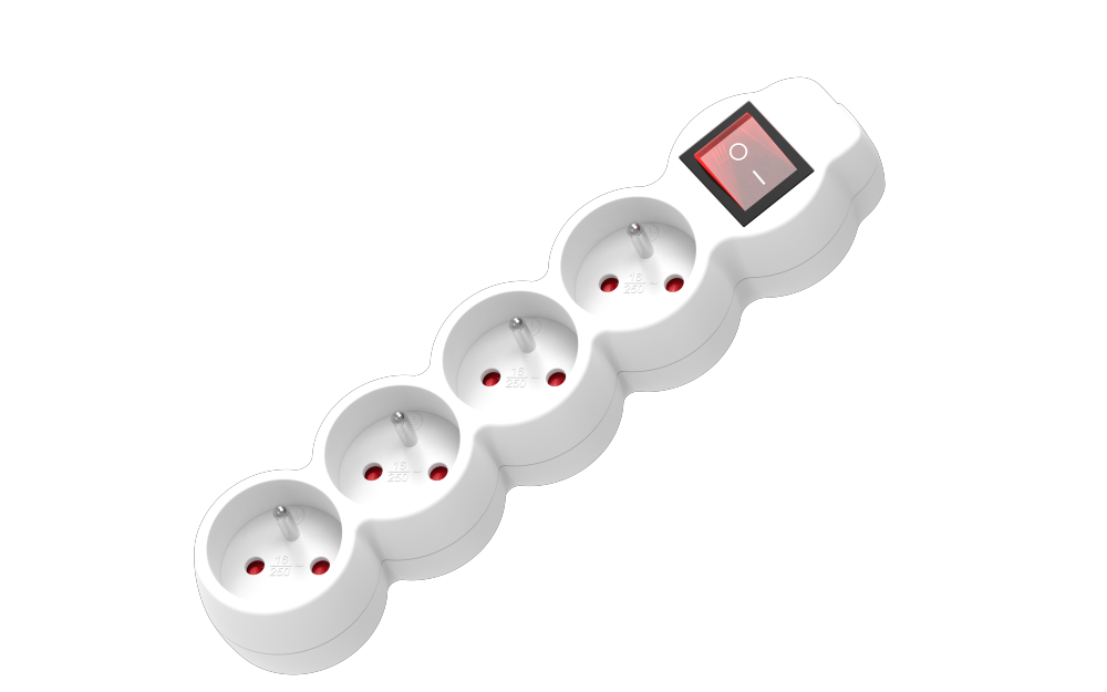 แถบพลังงาน 4 ทางฝรั่งเศสพร้อมสวิตช์ไฟ