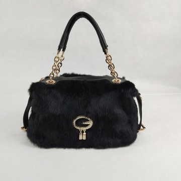 new design lady handbag fashion rabbit fur bag