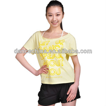11311238 Wide Neck Print Short Sleeve Sports T Shirts