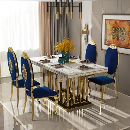 Luxury Marble Top Dining Table Set for Modern Home Furnishing