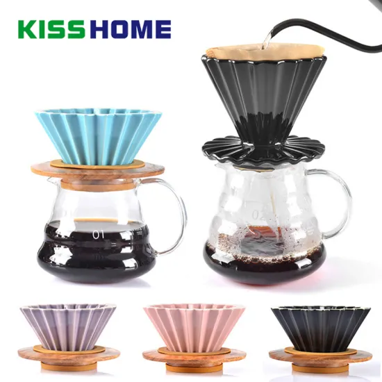 New Arrival Espresso Coffee Filter Cup Ceramic Origami Pour Over Coffee Maker with Stand V60 Funnel Dripper Coffee Accessories