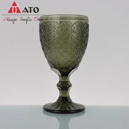 Embossed Design Goblet Vintage Colored Red Wine Glas