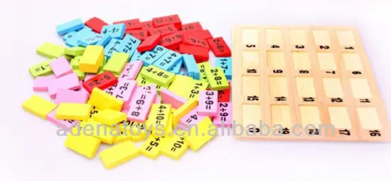 Wooden kids educational DIY Toys Mathematical Dominoes with100pcs