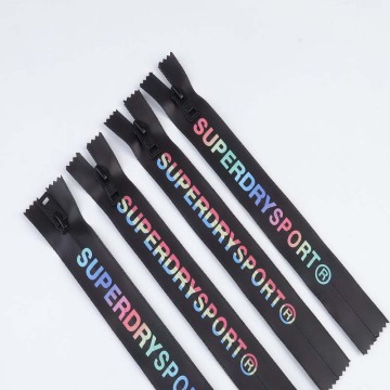 Secure printed letters waterproof zipper for swimsuit