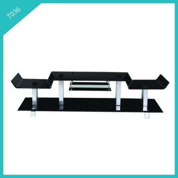 180*40*45cm aluminum frame bent glass tv stand for home use
