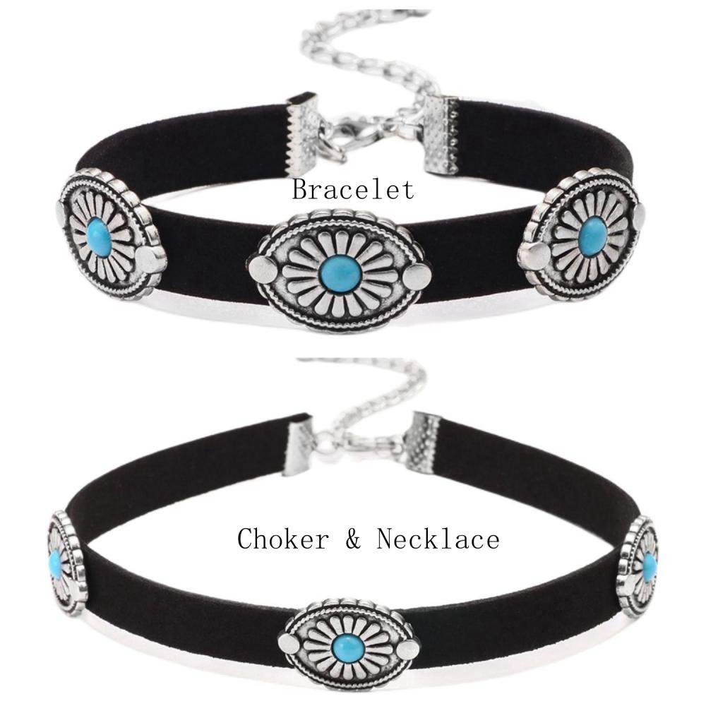 Bracelet ethnique turquoise bracelet en cuir marron noir pour femmes bracelet de mode pour hommes