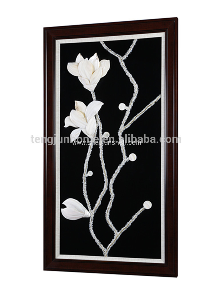 Unique Shell Made Magnolia Flower Shape Wall Picture for Decoration