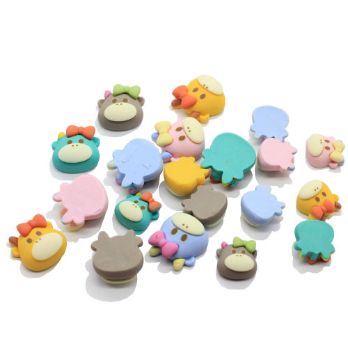 100 stks Kawaii Plat Hars Cabochons Cartoon Koe Dier Plaksteen Cabochon Accessoires DIY Haarelastiekjes Centrum Plakboek Decor