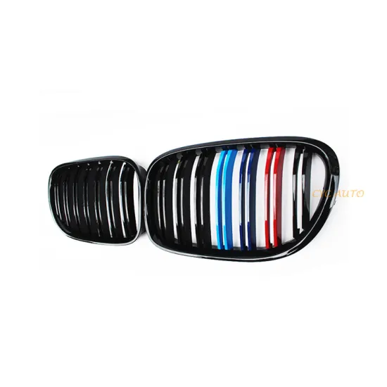 BMW 7 Series F01 Double Slat Gloss Black Front Bumper Grille Kit 2008 2010 2012