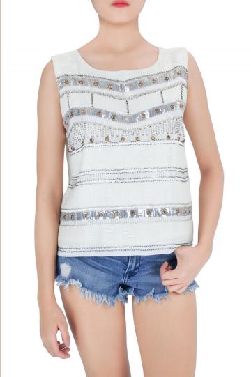 Girls Casual Sequined Tank Tops