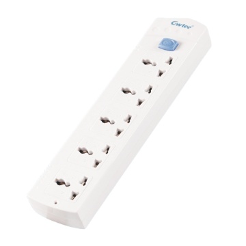 US 5 Outlet Surge Protector Power Strip with Switch - White