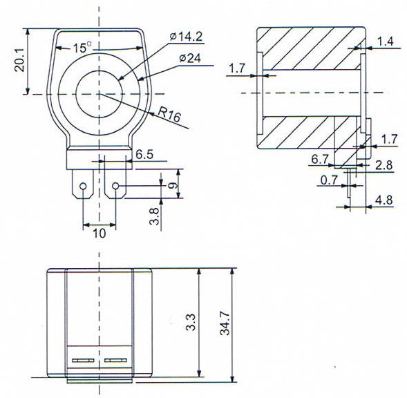 Dimension of BB14233016 Solenoid Coil: