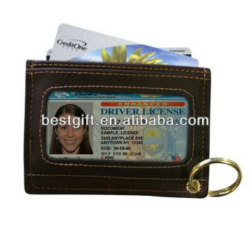 leather id card clip wallet fashion ID card wallet with key ring