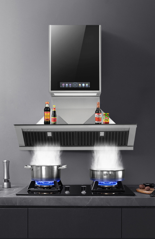 Kitchen 32m3 Cooker Hood Side Suction Variable Frequency Range Hood High Suction Cooktop Food Heating Function Home