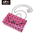 Luxury PU leather geometric ladies chain bag