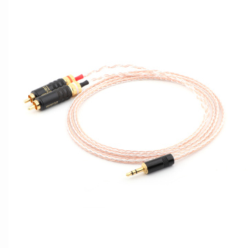 High Quality 2 rca to 3.5MM hifi 1 to 2 audio video cable with OFC pure copper Audio Cable