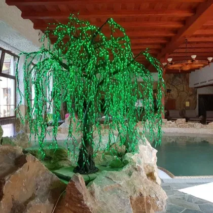Longteng Green Willow Outdoor Lighted Trees - 2.5m