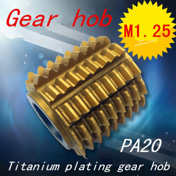M1.25 modulus Pressure Angle 20 degrees 50*40*22mm Inner hole Titanium plating Gear hob