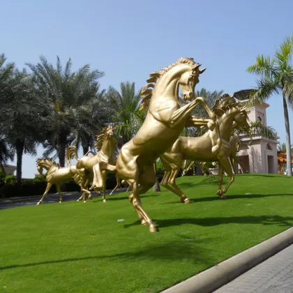 Decorative giant copper golden fat horse statue