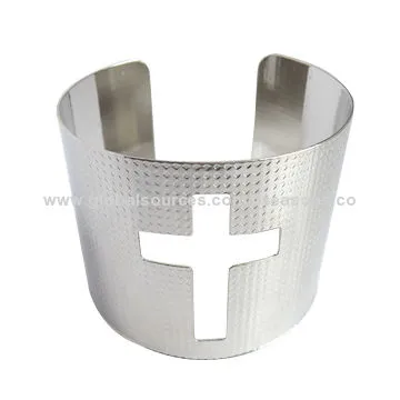 Simple belief hollow-out cross cuff bangle, made of iron