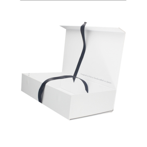 Green Custom Paper Cardboard Folding Box with ribbon
