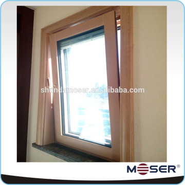 2014 latest design solid wood burglar proof windows with blind inside