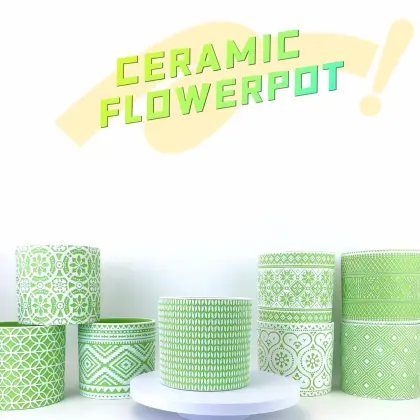 Ceramic Flower Pot Green Plant Pot Fleshy Flowerpot Desktop