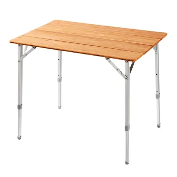 Hangrui Portable Folding Bamboo Camping Kitchen Table with Adjustable Height
