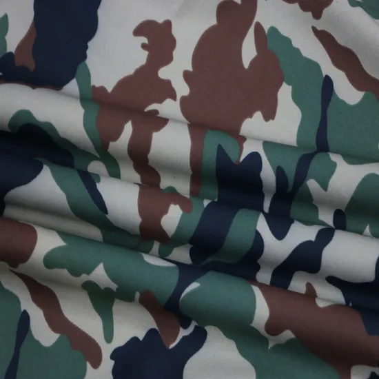 Camouflage Fabric for Outdoor Gear: CVC 65/35 Twill Weave Woodland Pattern - Nepal BT-257