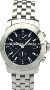 sporty watch stainless steel case back watch, chronograhp automatic watch,leather men watch,hot selling