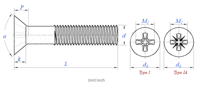 Stainless Steel Phillips Flat countersunk Head Machine Screws