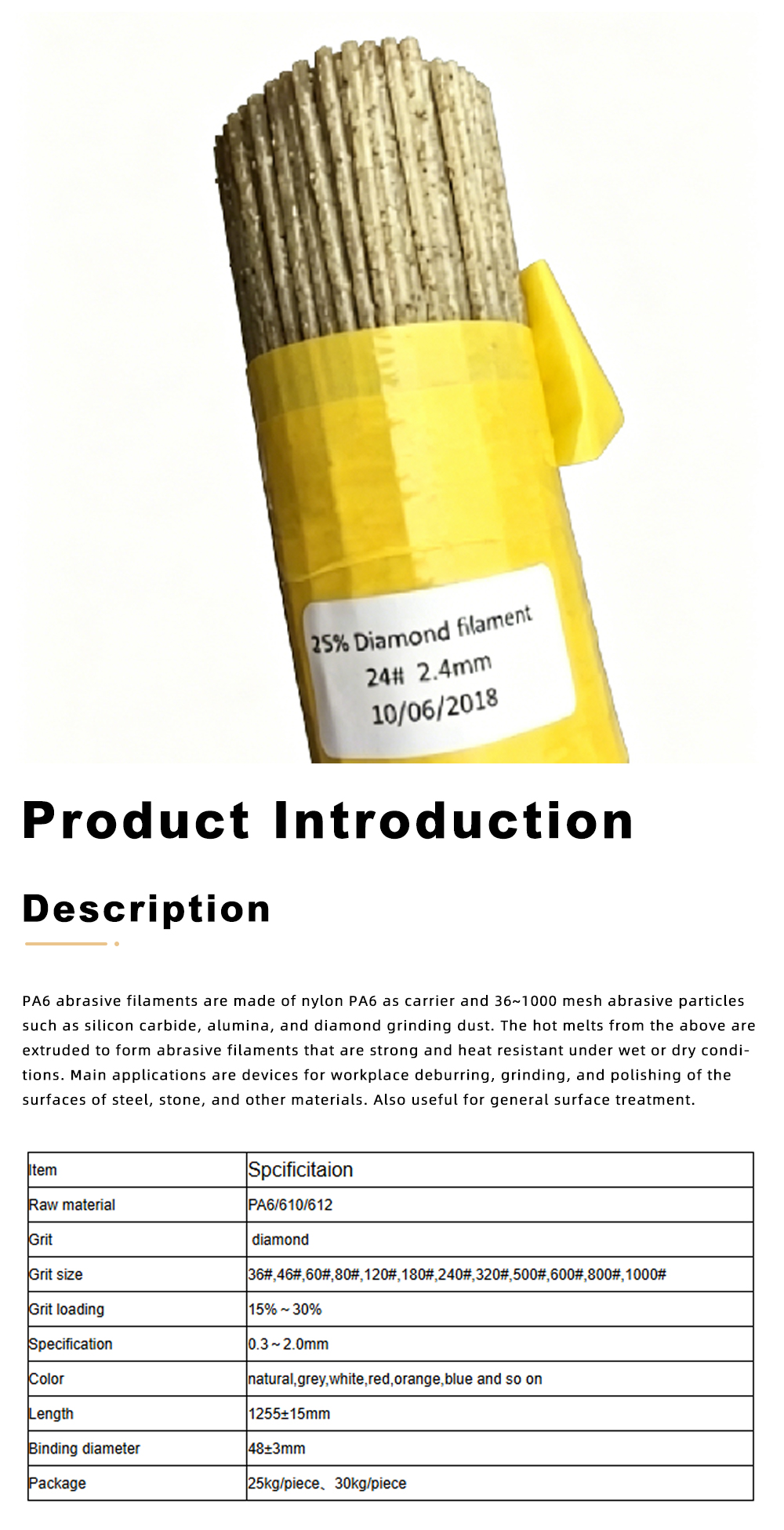 Durable Diamond Abrasive Bristle Filament for Polishing x