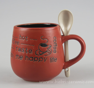 350ml Red And Black Color Glazed Artwork Hand Painting Decoration Coffee And Tea Cup Mug