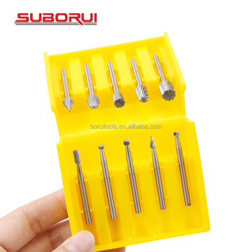 SUBORUI 10PCS HSS Metal Milling Cutter Set for Grinding and Polishing