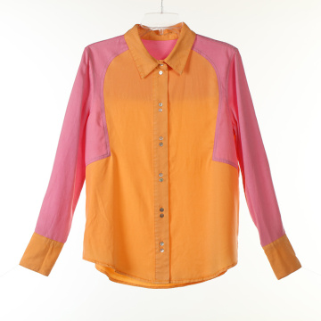 Tencel Colour Contrast Garment Heavy Washed Long Shirts