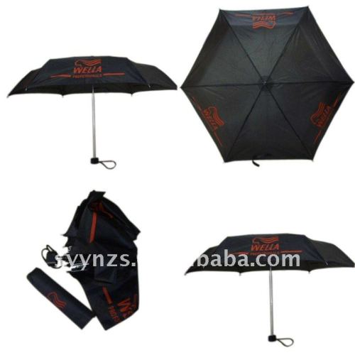 Black mini five folding umbrella manual open