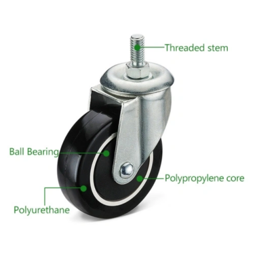 ; Beyaz PP, PU, ​​Sert Kauçuk, TPR Plastik sabit küçük tekerleği ile hafif görev tekerleği