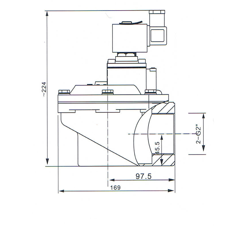 Overall Dimension of ASCO Type 353 series 2/2 way Pulse Valve SCG353A050: