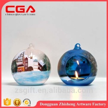 Wholesale christmas Stock candle holder christmas glass ornaments candle holder christmas glass decorations