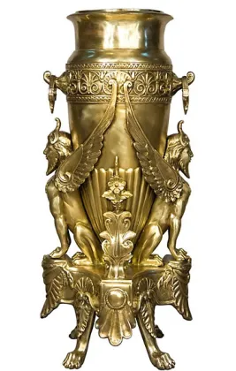 Religious Luxury Golden Bronze Vase Statue