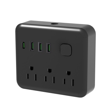 Factory Wholesale Black American Socket with 3 Outlets, 3 USB Ports, and 1 Type C Port