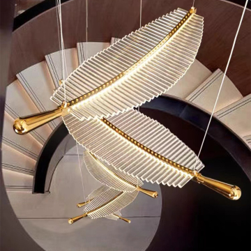 Atmospheric Feather Leaf Art Glass Chandelier