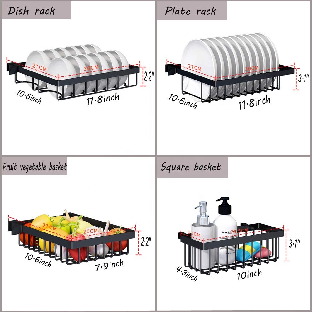 Acier inoxydable 2 attaches Supports de stockage Supports Accessoires de cuisine Support de stockage de séchage sur évier